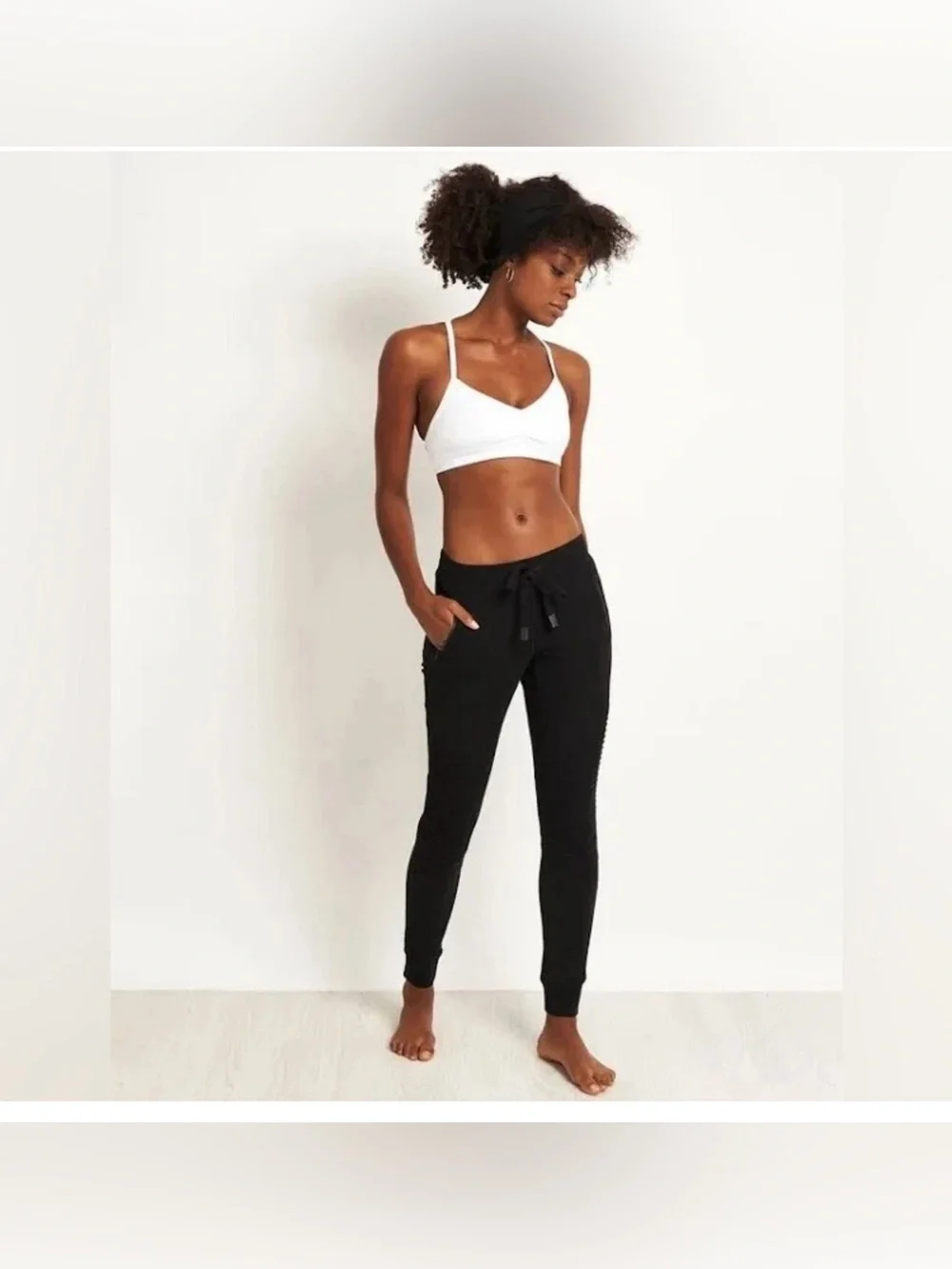ALO Yoga Black Urban Moto-Style with Zip Pockets Jogger Jeggings Size M